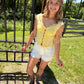 Ladies Lace Ruffle Trim Corset Top