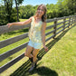 Ladies Boho Floral Print Tie Front Scoop Neck Sleeveless Top