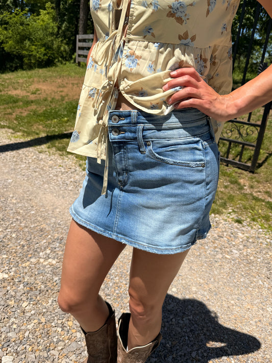 HIGH RISE DENIM SKORT - KANCAN