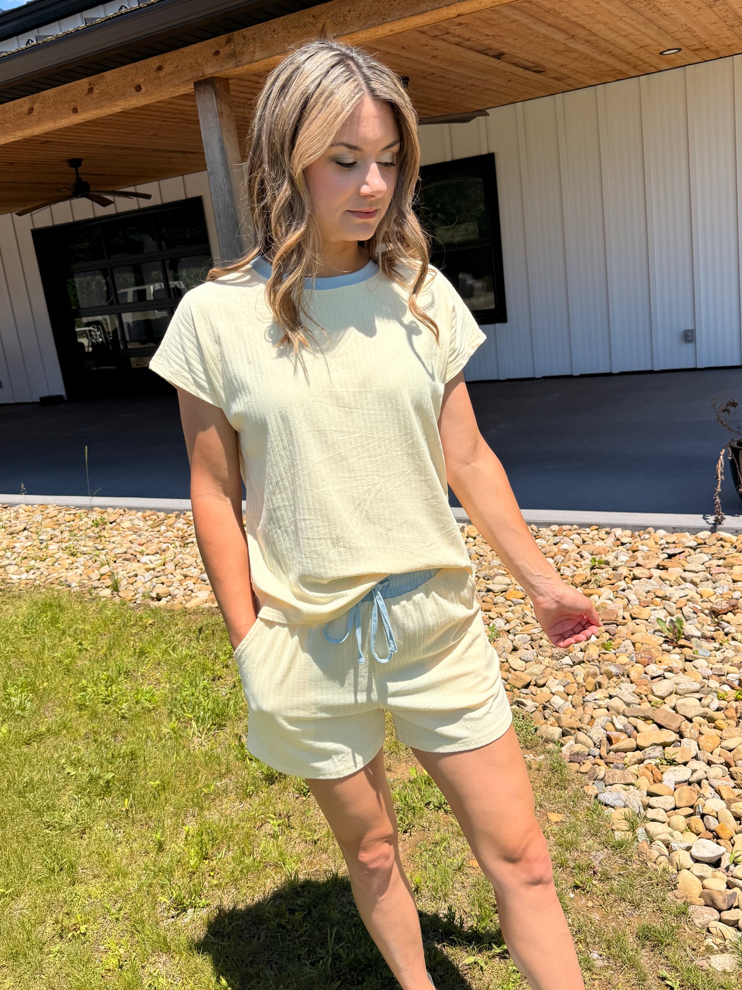 Seaside Ribbed Shorts Set - Both pieces