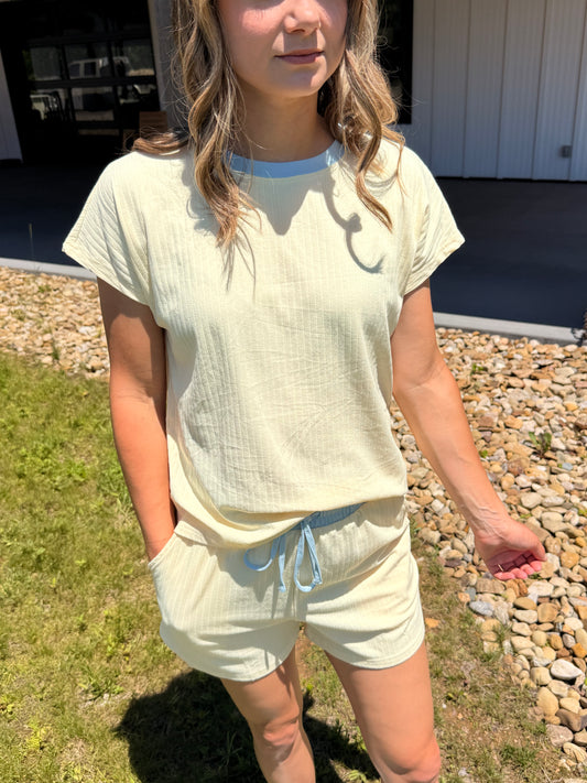 Seaside Ribbed Shorts Set - Both pieces