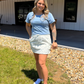 Mineral Washed Casual Crop Top: DENIM