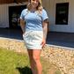Mineral Washed Casual Crop Top: DENIM