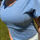 Mineral Washed Casual Crop Top: DENIM