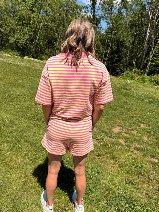 Pink Lemonade Stripe Set - Both pieces
