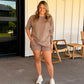 French Terry Dolman Sleeve Set - Taupe