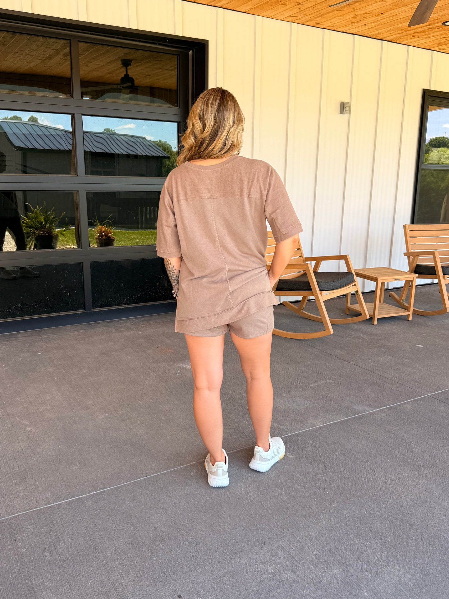 French Terry Dolman Sleeve Set - Taupe