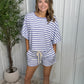 Striped Terry Cloth Set - Blue