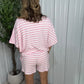 Striped Terry Cloth Set - Pink