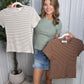Ribbed Everyday Striped Tee - Sage/wht