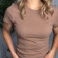 Ribbed Everyday Striped Tee - Brown