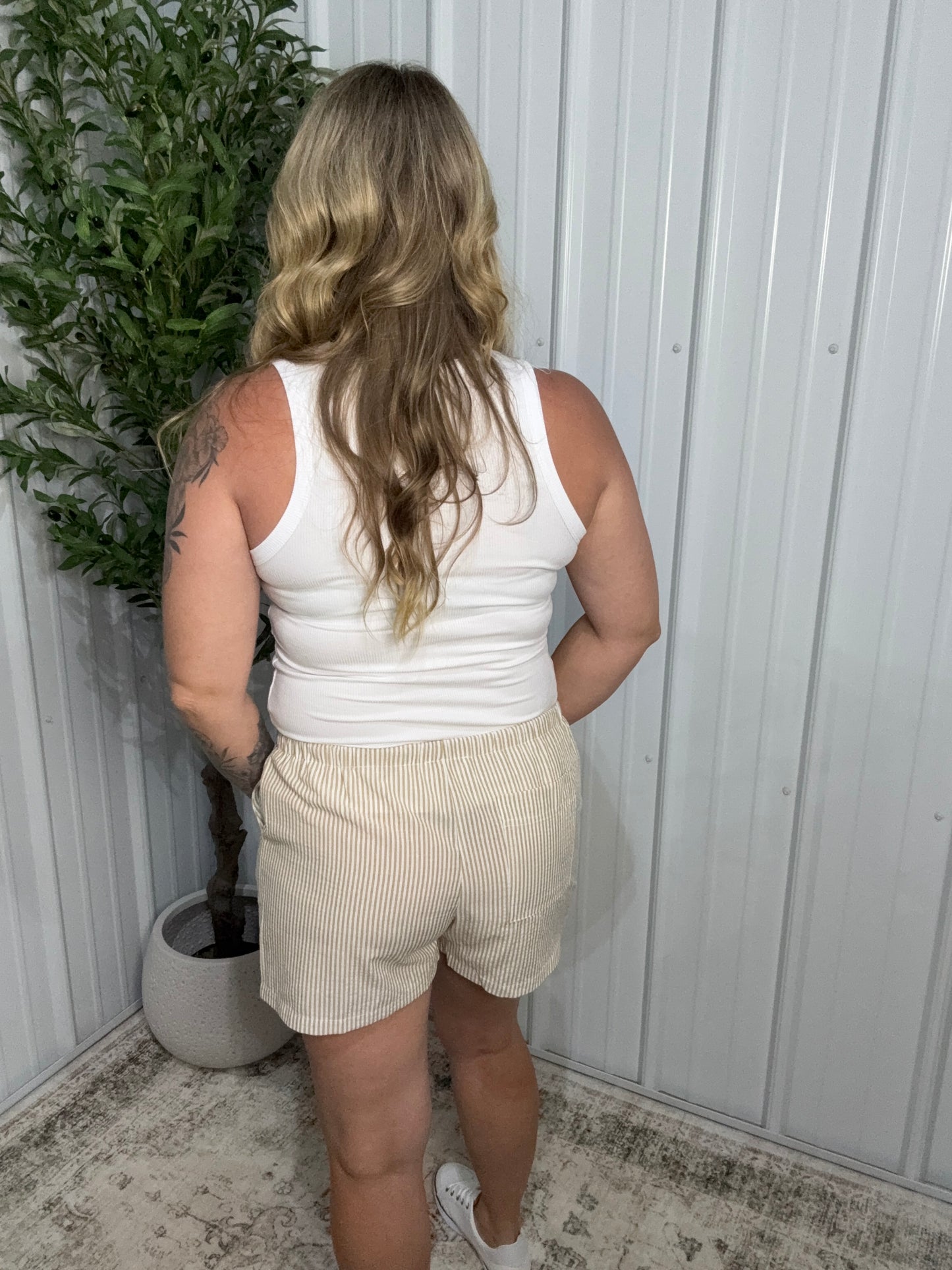 Striped Drawstring Waist Shorts