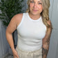 Sleeveless Rib Knit Top - WHITE