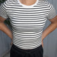 Stripe Cotton Rib Top - blk/wht