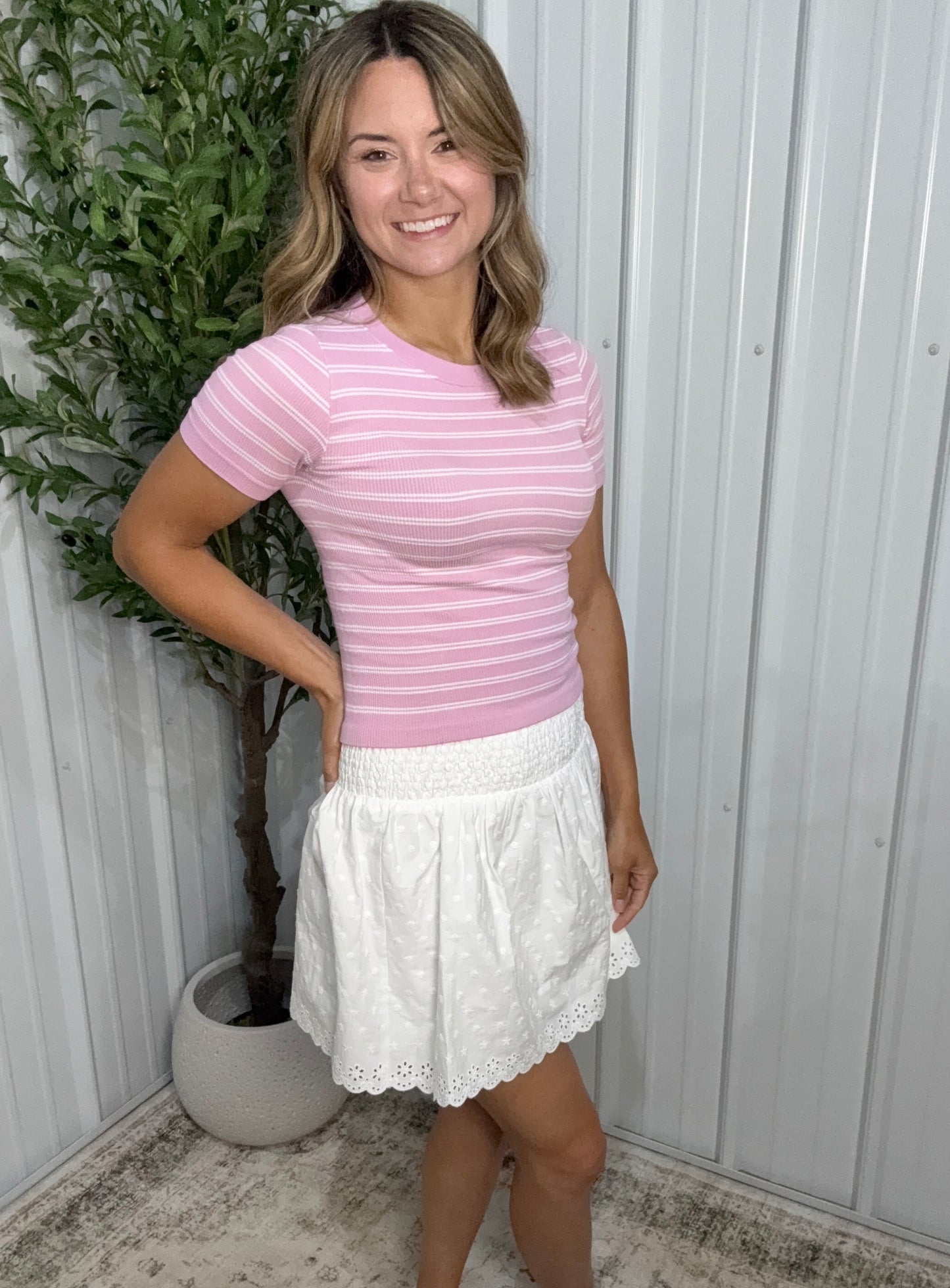 Baby Pink Striped Seamless Top