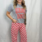Demi Checkered Bottoms - RED