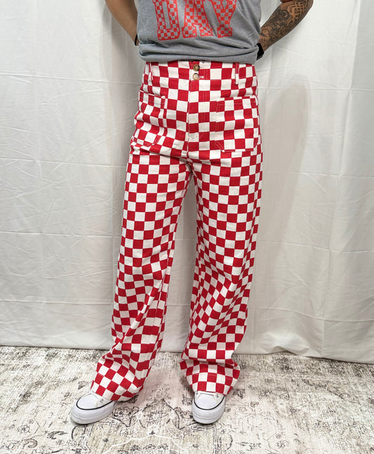 Demi Checkered Bottoms - RED