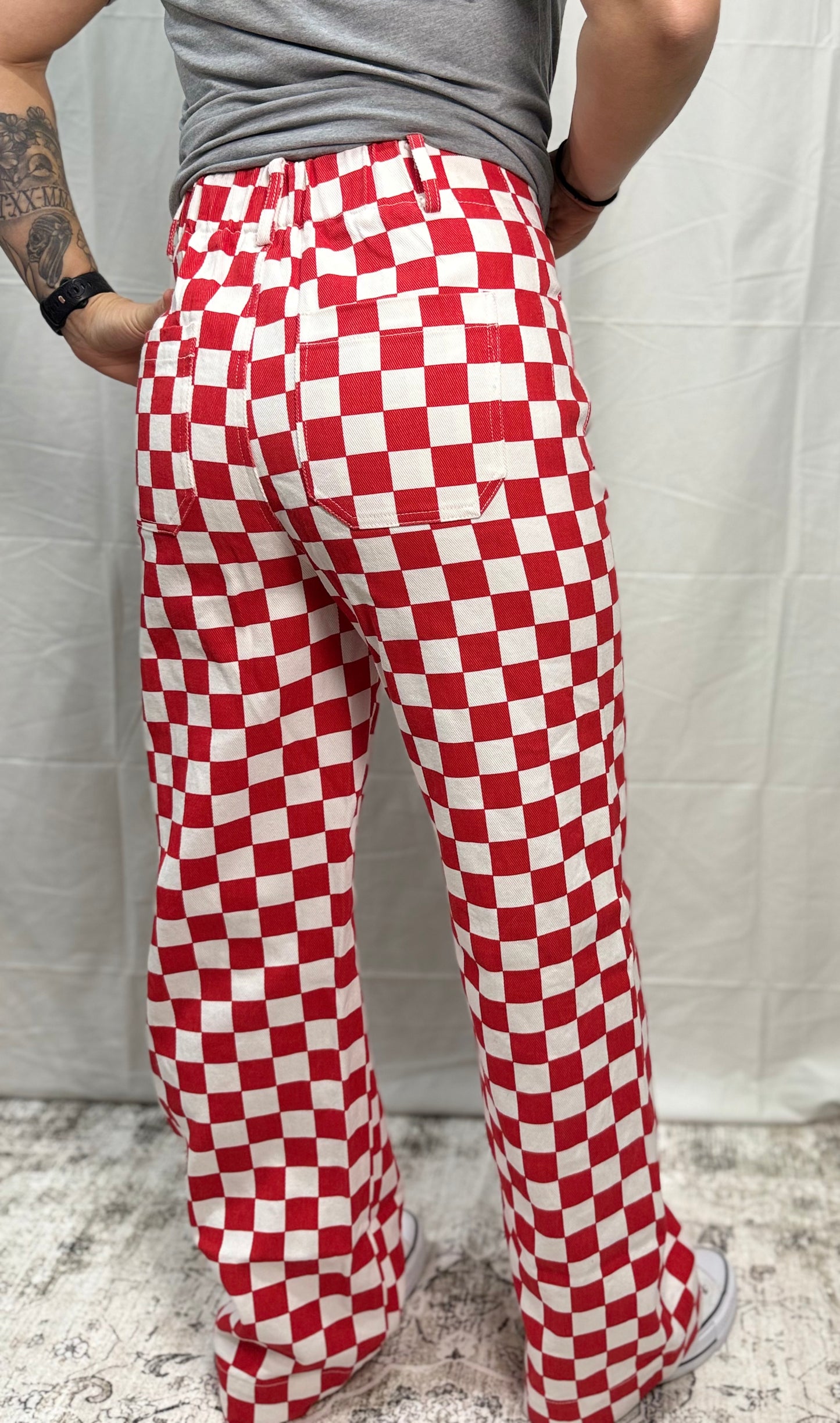 Demi Checkered Bottoms - RED
