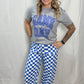 Demi Checkered Bottoms - BLUE