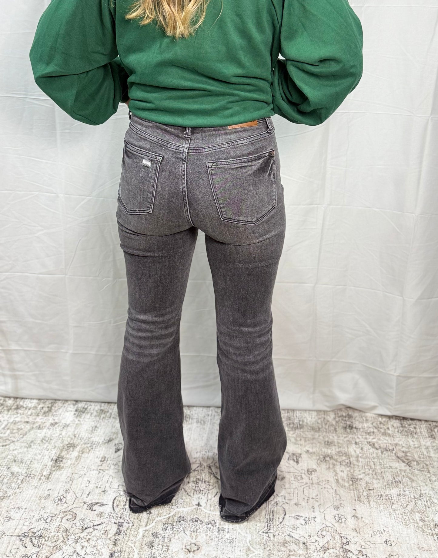 Tummy Control Washed Grey Flare Jean