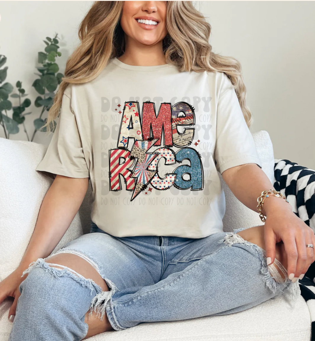 *PRE-ORDER - America Bolt doodle letters - YOU CHOOSE COLOR