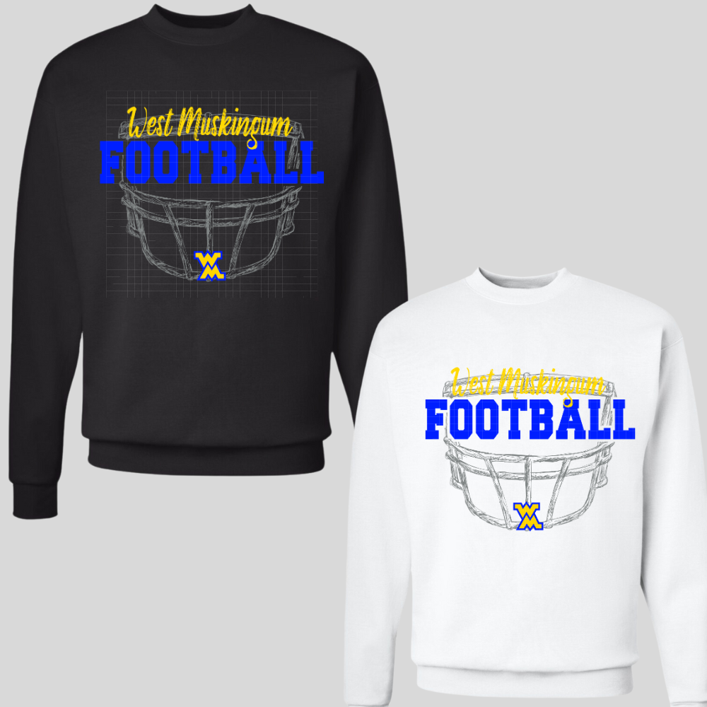 ADULT WM Football Helmet Logo - CREWNECK