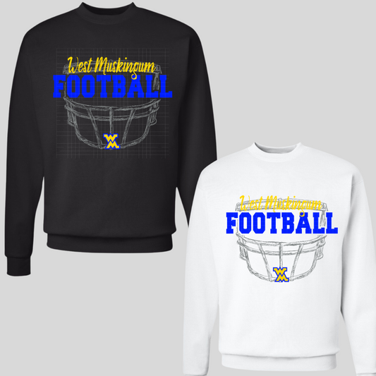 ADULT WM Football Helmet Logo - CREWNECK
