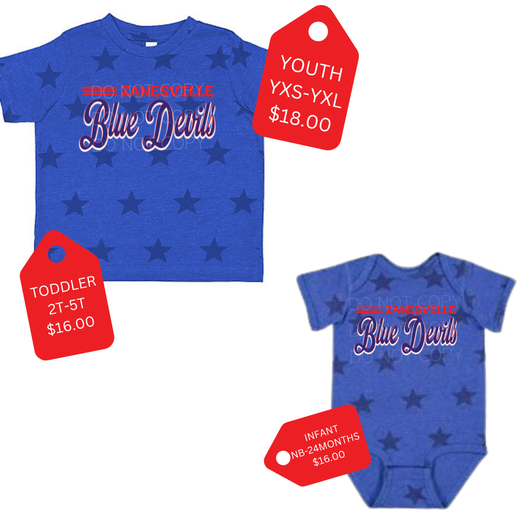 BLUE DEVILS BLUE STAR TEE - YOUTH TODDLER INFANT