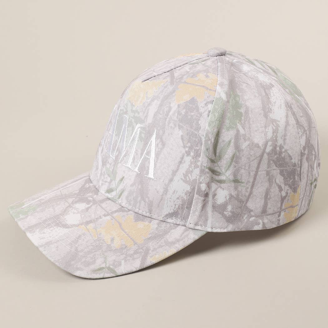 MAMA Letter Embroidery Nature Camo Trucker Hat: BEIGE CAMO