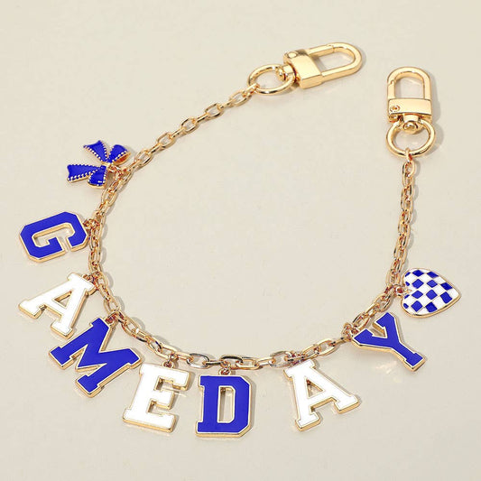 Football GAME DAY Bag Chain Charm: Blue,Gold,White