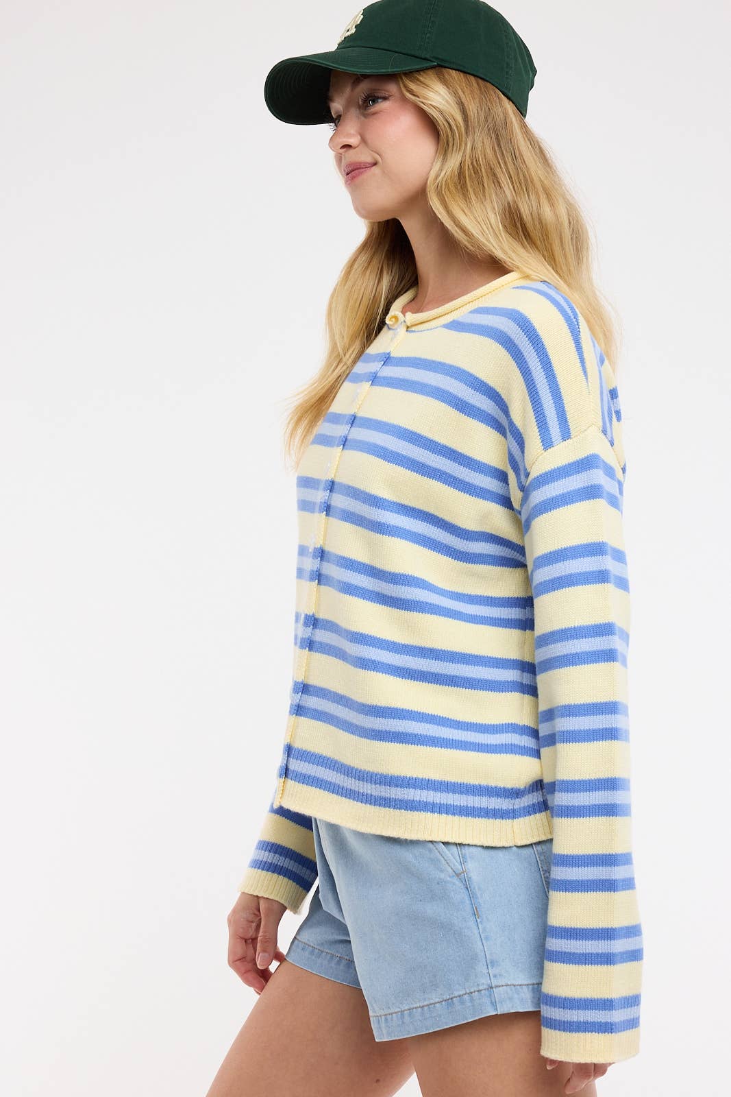 MULTI-STRIPED SWEATER CARDIGAN