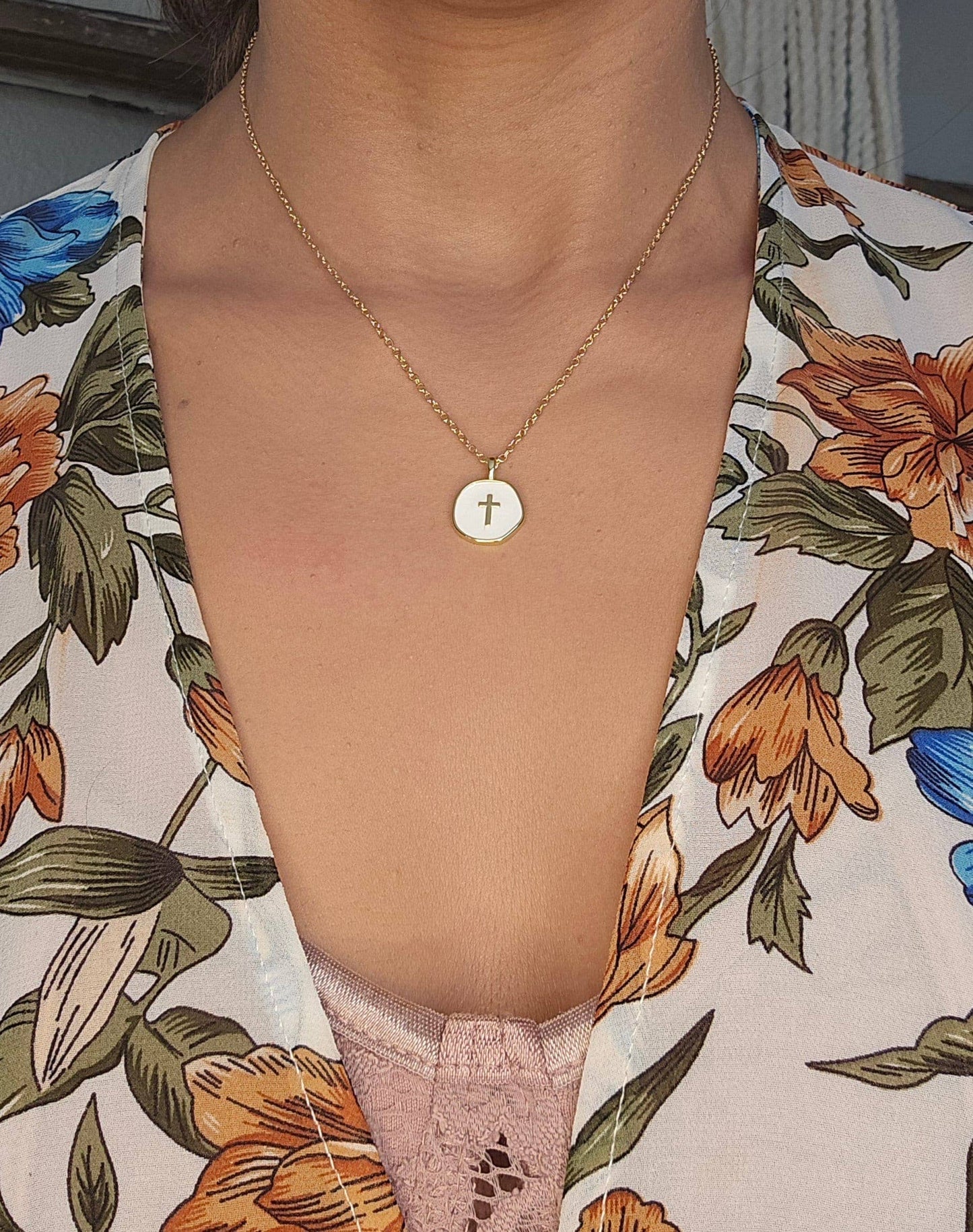18K Gold Plated Cross Pendant Necklace
