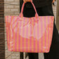 Vinyl Large Tote Bag - Orange/Pink