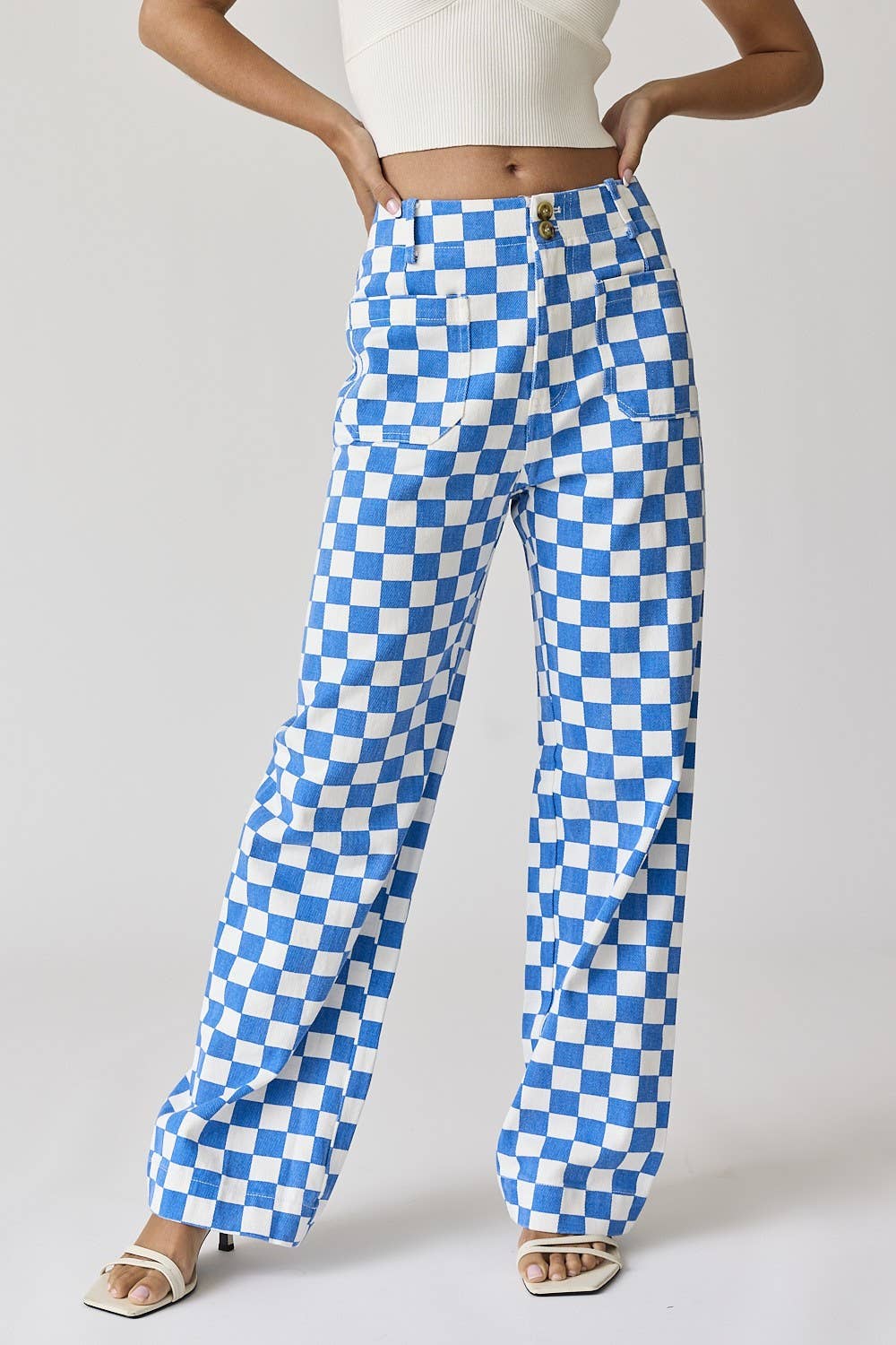 Demi Checkered Bottoms - BLUE