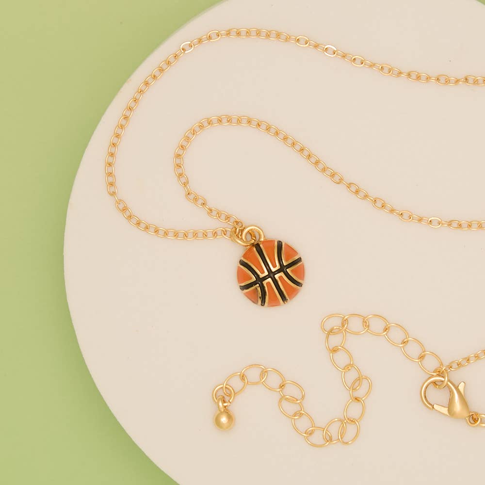 Gameday Enamel Basketball Necklace