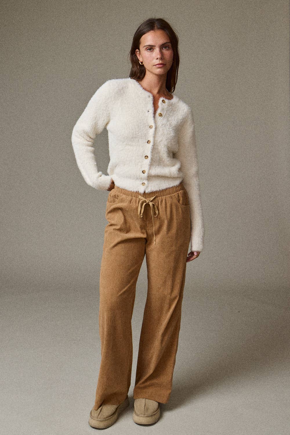 Corduroy Wide Leg Pants - Camel