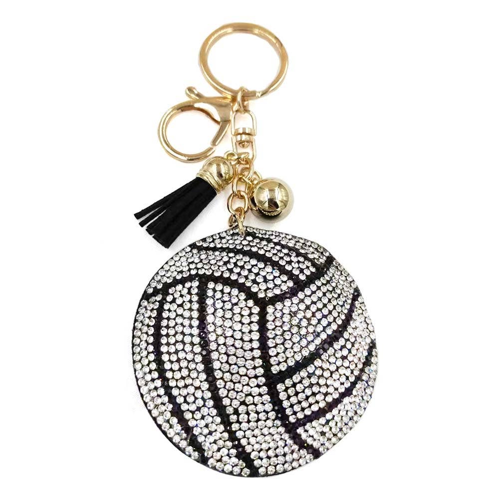 Bling Volleyball Tassel Keychain