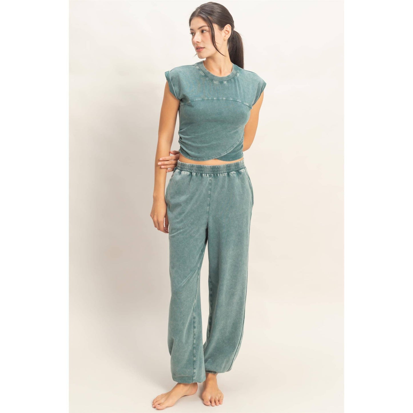 Wrap-Front Crop Top And Jogger Set