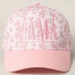 MAMA Embroidered Flower Pattern Trucker Hat: PINK/PINK
