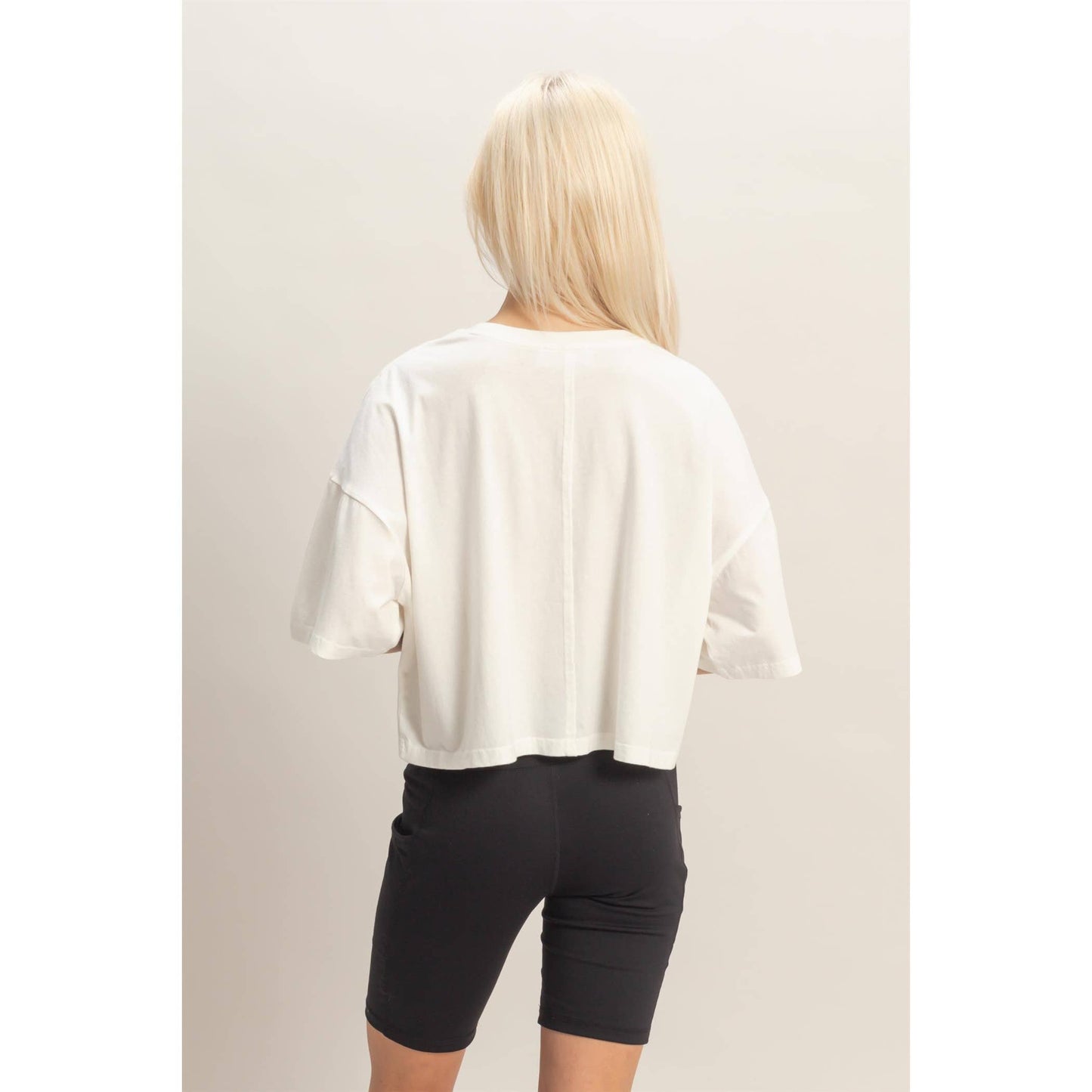 Raw Edge Star Patch Top: WHITE