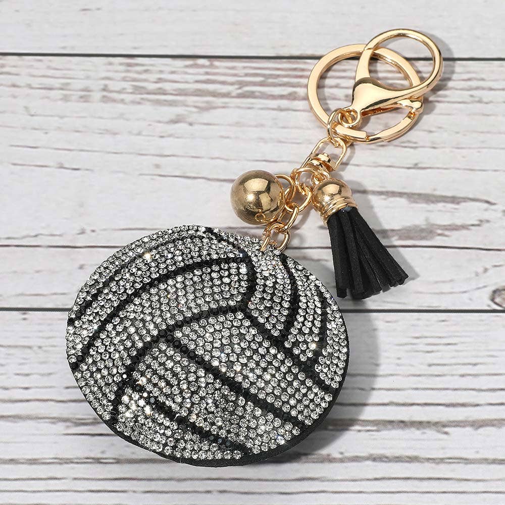 Bling Volleyball Tassel Keychain