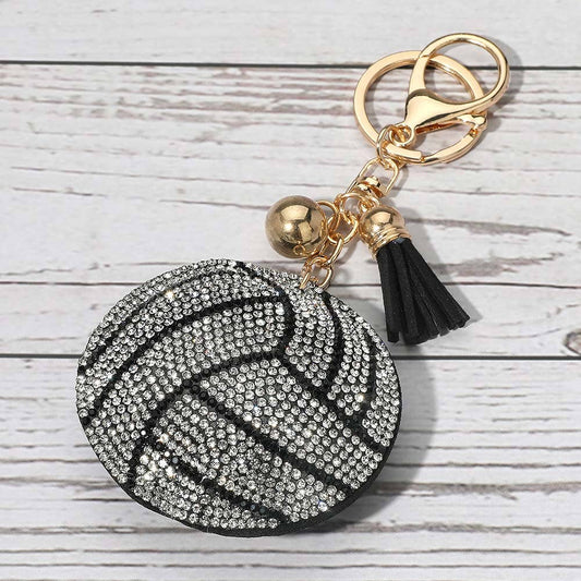 Bling Volleyball Tassel Keychain