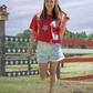 Raw Edge Star Patch Top: RED