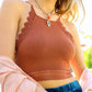 High Neck Crochet Lace Bralette