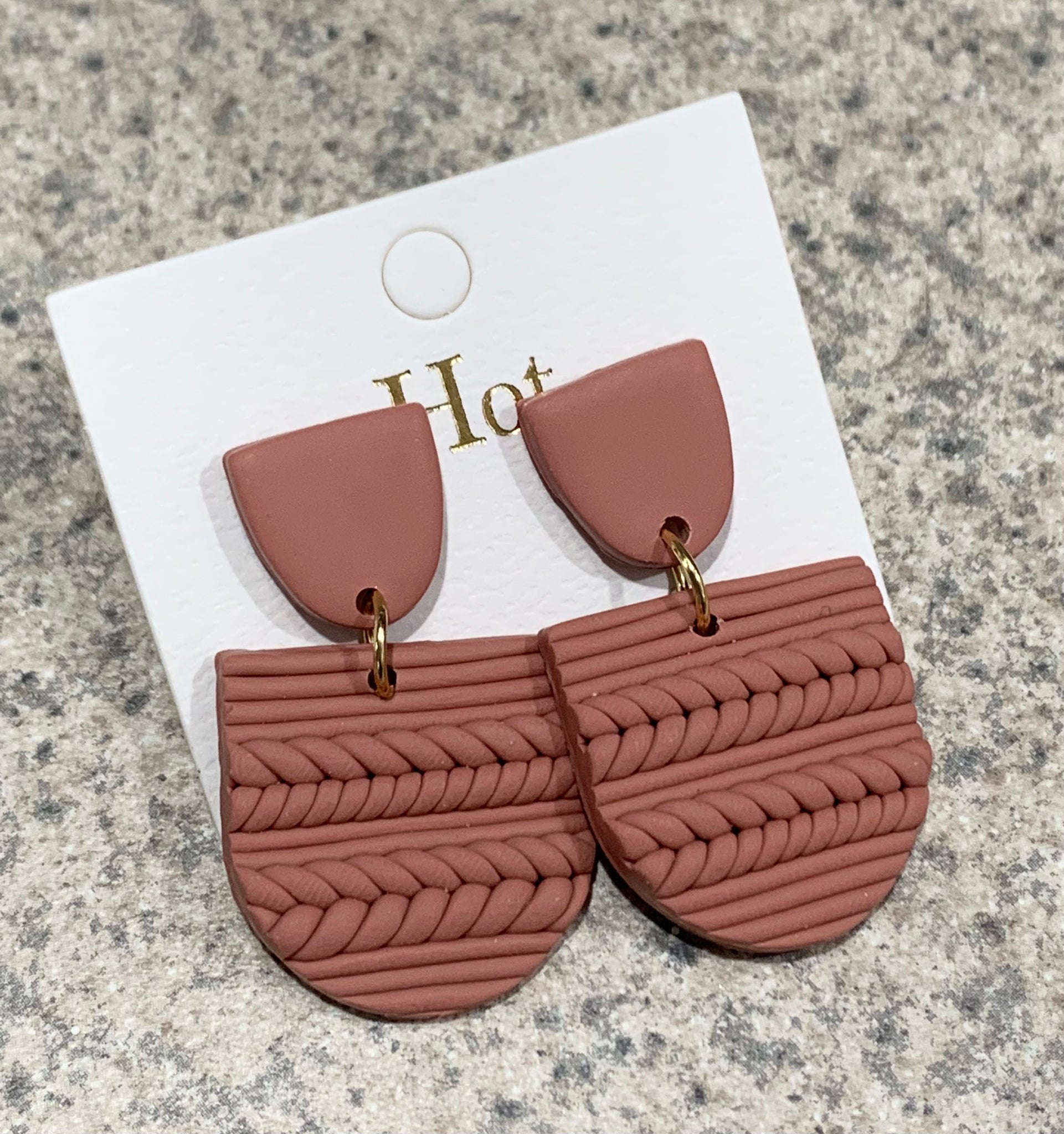 BAKED ROSE BRAIDED EARRING