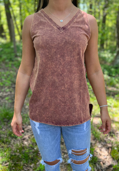 V-NECK TUNIC - ALMOND