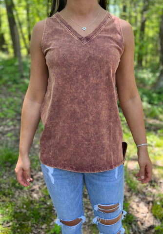 V-NECK TUNIC - ALMOND